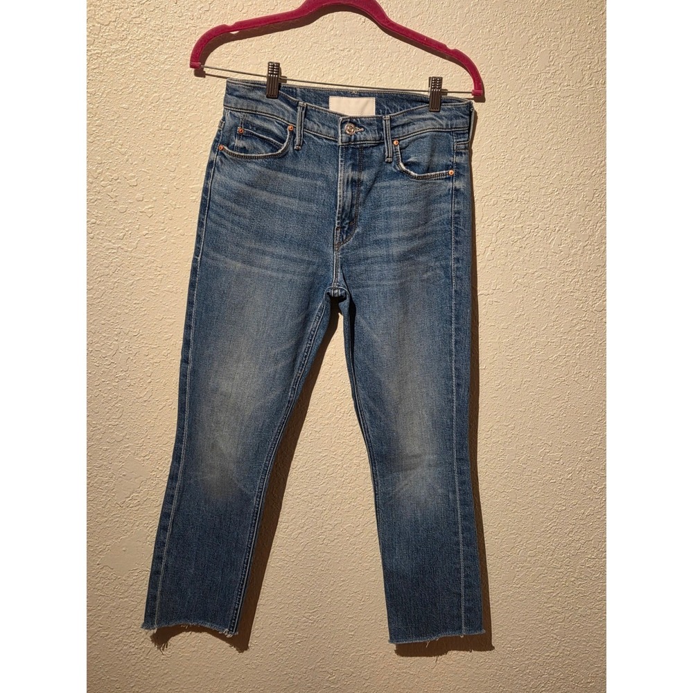 Mother The Midrise Dazzler Ankle‎ Step Fray Jeans Medium Wash Size 27